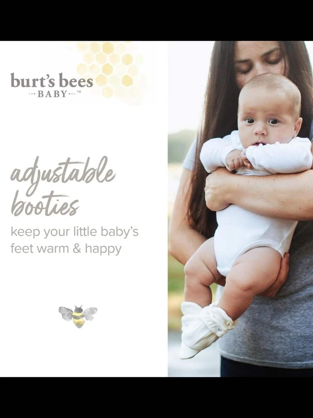 Burt's Bees Baby Grey Organic Cotton Booties